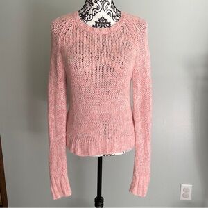 American Eagle Outfitters Sheer Sweater Pink Angora Rabbit Hair & Wool Sz XL